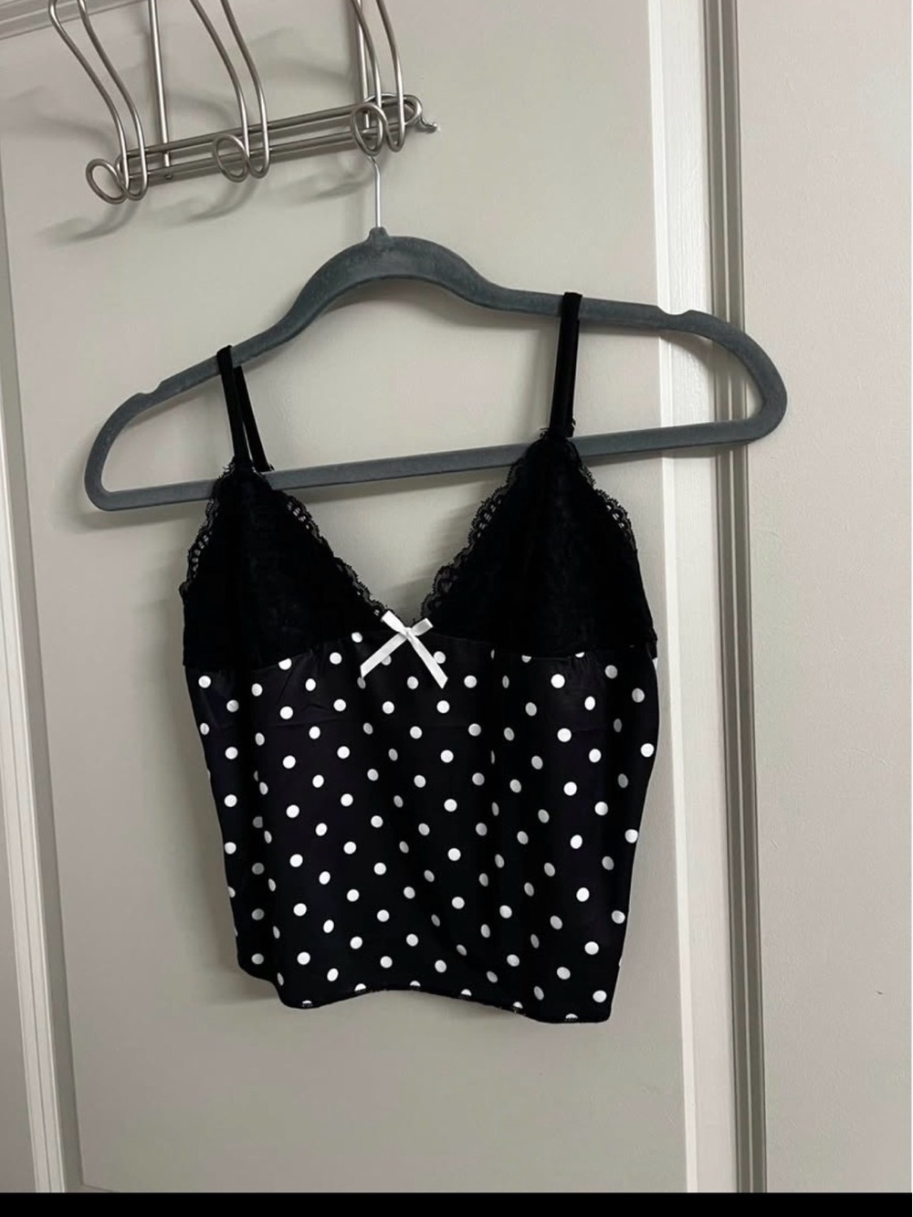 Amazon Black and White Polka Dot Lace-Trim Cami